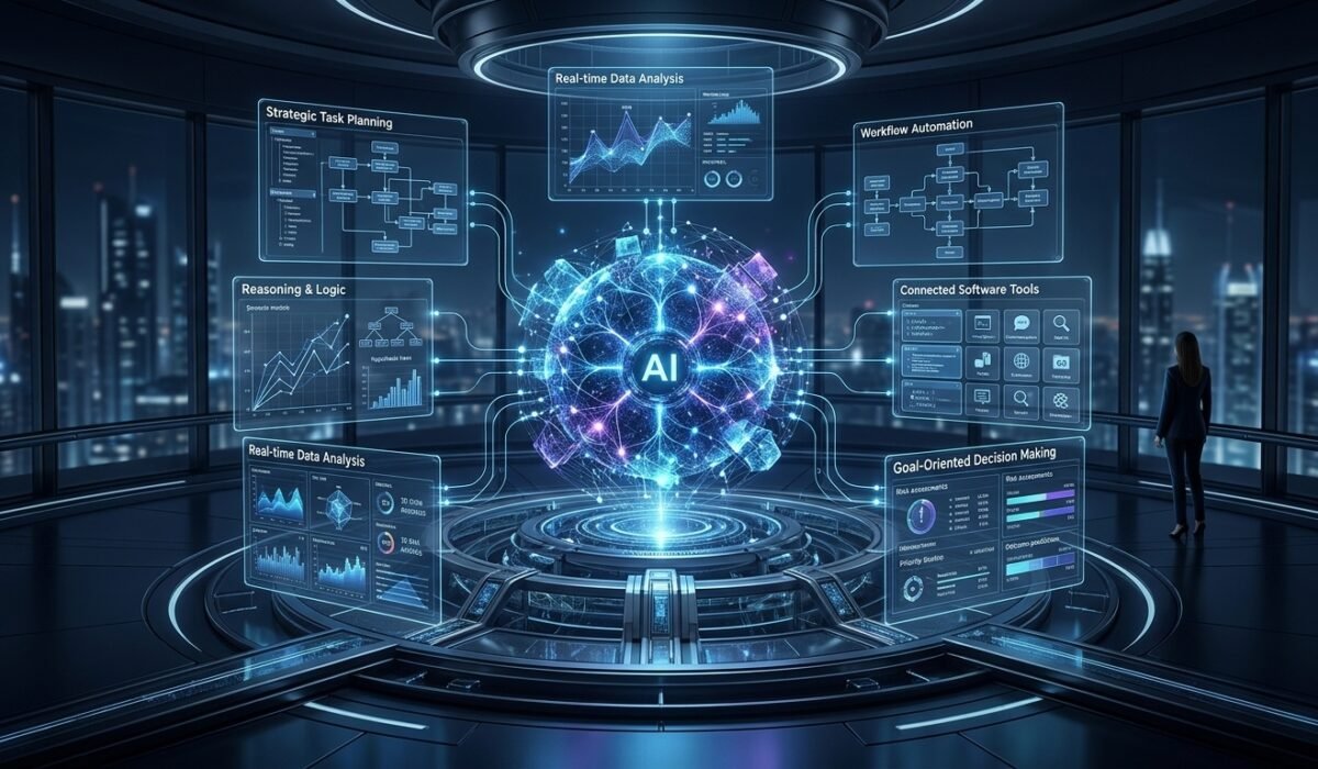 Agentic AI coordinating intelligent software tools and automated workflows in 2026